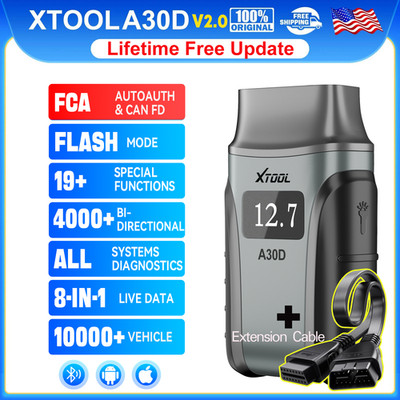 2026 XTOOL A30D OBD2 Scanner Bidirectional Full System Diagnostic Tool Add Cable