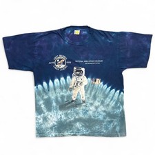 Vintage Space Shirt Mens Large 90s Single Stitch Moon NASA Apollo 11 Stars AOP