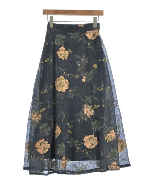 AMERI Long/Maxi Length Skirts NavyxBeigexGreen(Fl… - image 1