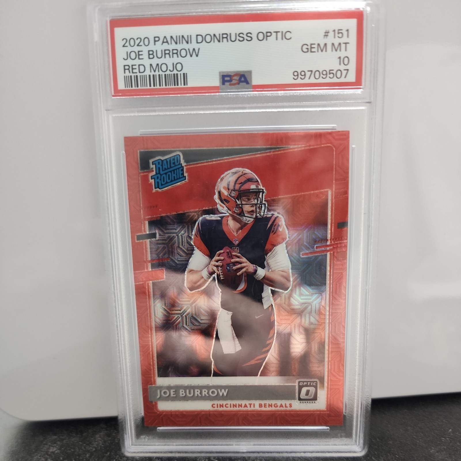 2020 PANINI DONRUSS OPTIC #151 JOE BURROW Rookie RED MOJO PSA 10