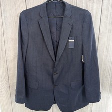Stafford Blazer Mens 48 Long Navy Herringbone Classic Fit Seasonal Sport Coat