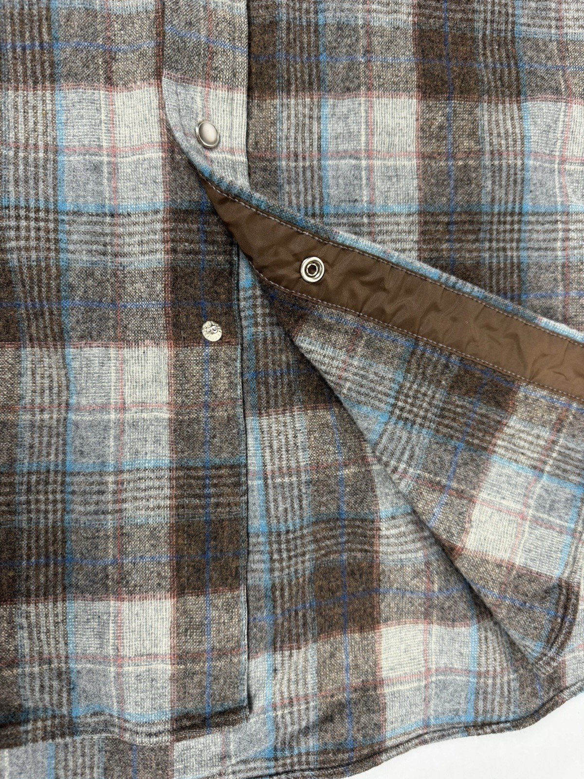 Pendleton Wool Shirt Medium Brown Blue Plaid Vint… - image 10