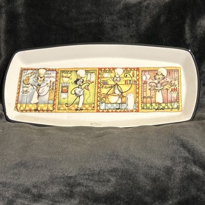 Brunelli Cat Chef Le Chat Ceramic Rectangle Platter Made in Italy