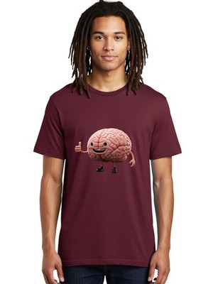 Thumbs-Up-Brain Mens Graphic Tee, 100% Cotton, Casual Summer Wear
