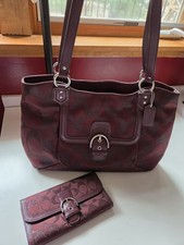 Coach Burgundy Campbell Large Shoulder Bag with Buckle Accent