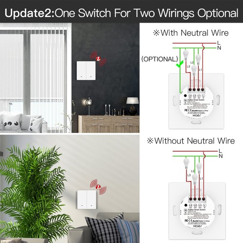 MOES Interrupteur Mural Intelligent Compatible avec Tuya Zigbee 2 Gang Sans Fil - Foto 11 di 24