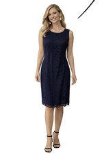 Chaps Ralph Lauren Dress Navy Blue 12 Stretch Sheath Lace Sleeveless NWT NEW