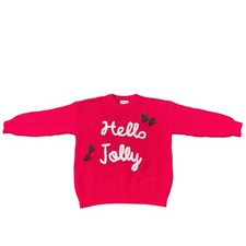 Petal  Pine Kids Red Hello Jolly Holly Berry Cotton Chunky Knit Sweater Size 7