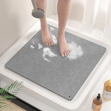 HITSLAM Non Slip Shower Mat for Textured Tub Floor, 21" x Square , Grey