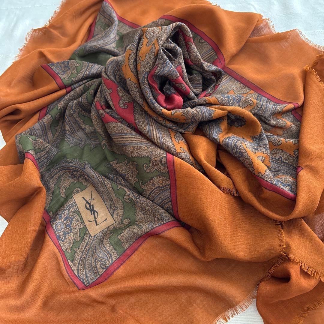 Yves Saint Laurent YSL Cashmere Silk Paisley Shawl Made in Italy Large