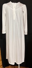 NWT Miss Elaine Cuddleknit Nightgown Small White Pink Rose Embroidered