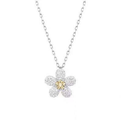 Swarovski Elements Crystal Tough Flower Necklace & Earrings, Chic Floral Jewelry