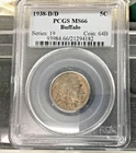 1938-D/D 5C  Buffalo Nickel Five Cent PCGS GRADED MS66 ~ RPM VARIETY