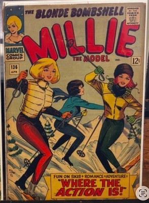 Millie the Model #136  Pin-Ups 1966 Skiing Cover