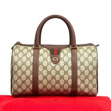 GUCCI Boston Handbag GG Supreme Sherry Line PVC Leather Made in Italy From Japan