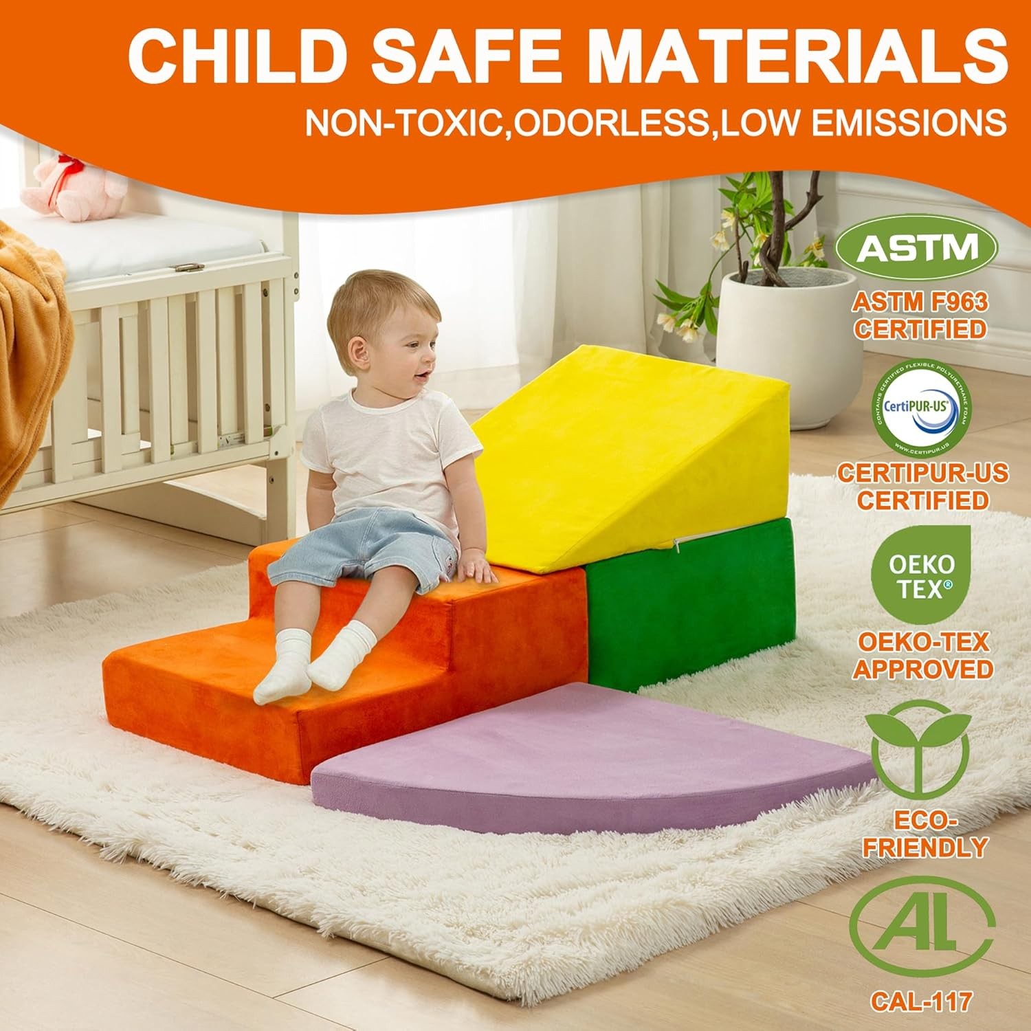 4PCS Climb & Crawl Foam Block Play Set,Toddler Modular Foam Climbing Blocks,I...