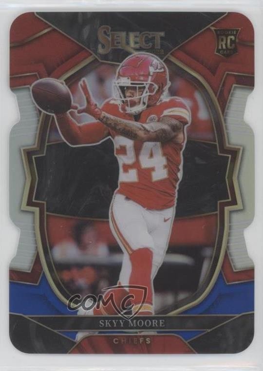 2022 Panini Select Concourse Red & Blue Prizm Die-Cut Skyy Moore Rookie RC v6g