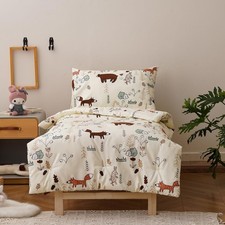 Yellow Bear Toddler Bedding Sets for Girls Boys Cute Cartoon 4 Pieces Soft Cr...