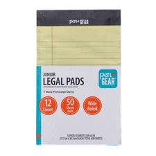 Pen+Gear Wide Ruled Junior Legal Pads, 5x8in Canary 12 Pack,NEW