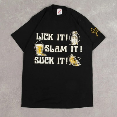 Jerzees Vintage Lick It! Slam It! Suck It! Single Stitch T-Shirt Medium Women's