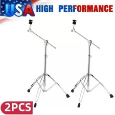 2PCS Straight Boom Cymbal Stand Double Braced Duty Alloy Tripod Stand Holder New