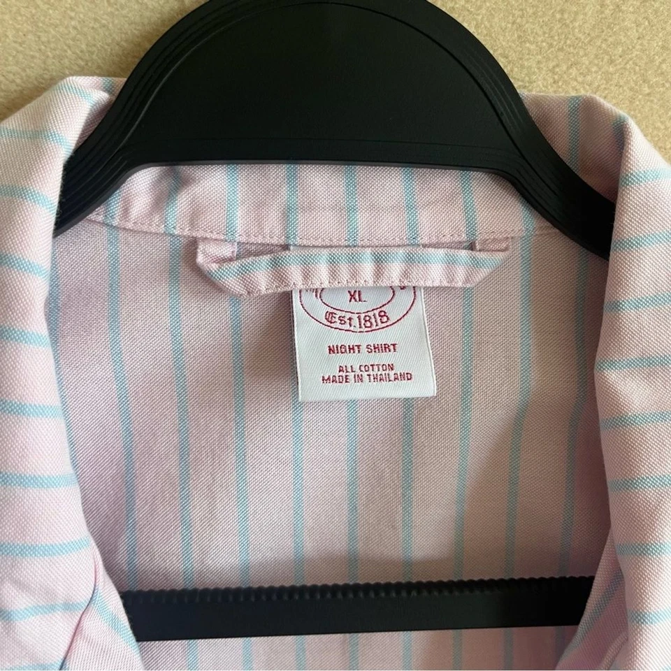 Brooks Brothers 女式棉质条纹晚礼服粉色粉彩蓝色 XL 码 — 第 4/4 张图片