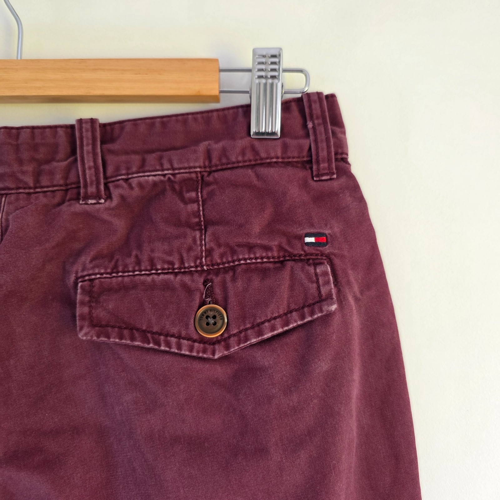 Tommy Hilfiger Chino Trousers W29 L29 Burgundy Red Men's Cotton Preppy image 6