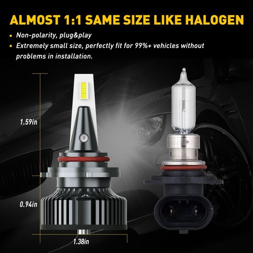 HIR2 9012 LED Bulbs Headlight kit High Low Beam 6500K Xenon White Super Bright - Picture 4 of 11
