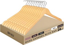 BP4U 12-36pk Wooden Clothes Top Hangers for Blouses/Coats/Jackets/Shirts/Tanks