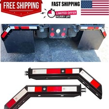 Black Angled Spring Loaded Mud Flap Hanger Bracket Mudflap Holder Set 1-1/8" ...