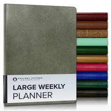 Gallery Leather Large Weekly Monthly Planner 2026, Elegantly Bound Calendar P...