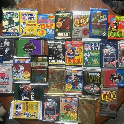 Vintage 80s 90s NFL Football Cards - 9+ Sealed Packs (100+ Cards) Topps Wax Lot