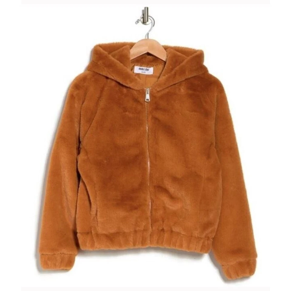 Женская куртка на молнии с капюшоном из искусственного меха Double Zero с корицей размер Small - Изображение 3 из 3