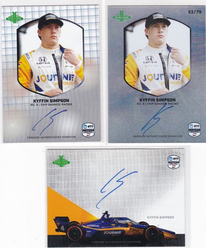 2025 Parkside IndyCar Kyffin Simpson #53/75 Silver Foil Auto & Reg. AUTO & CAR
