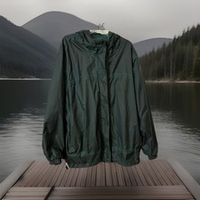 Cabela's Women Rain Jacket Sz 2XL Hooded Green Windbreaker Lined Pockets