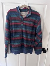  V EUC Ariat Mens Small Aztec Retro Fit Pullover Button Southwest Sweatshirt