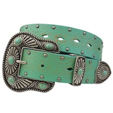 Western style Vintage/Distressed Tooled and Studded Belt