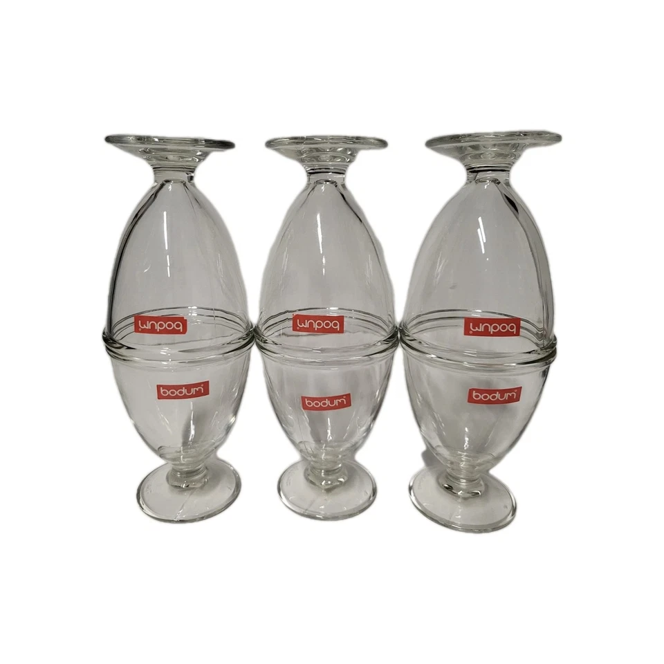 NUEVO CON ETIQUETAS Bodum Cajón y Barril Vidrio Helado Helado Postre Platos Francia Foto 2 de 4