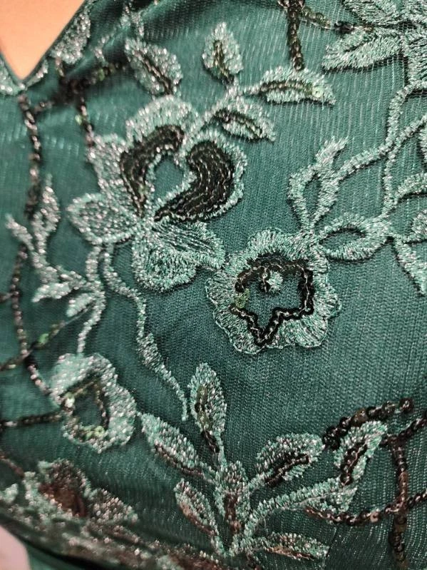 Vestidos de renda chiffon manga 3/4 verde mãe da noiva/noivo tamanho EUA 3X - Imagem 2 de 4