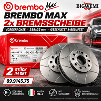 Brembo MAX 2X Bremsscheibe BelüFtet Geschlitzt 09.9145.75 VW Audi Cupra Seat Sko
