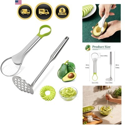 Avocado Slicer Potato Masher Fruit Cutter Stainless Steel Multi-Use Tool