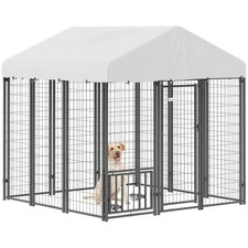 PawHut 5.9' x 5.9' x 6' Outdoor Dog Kennel with Rotating  Adjustable Bowls
