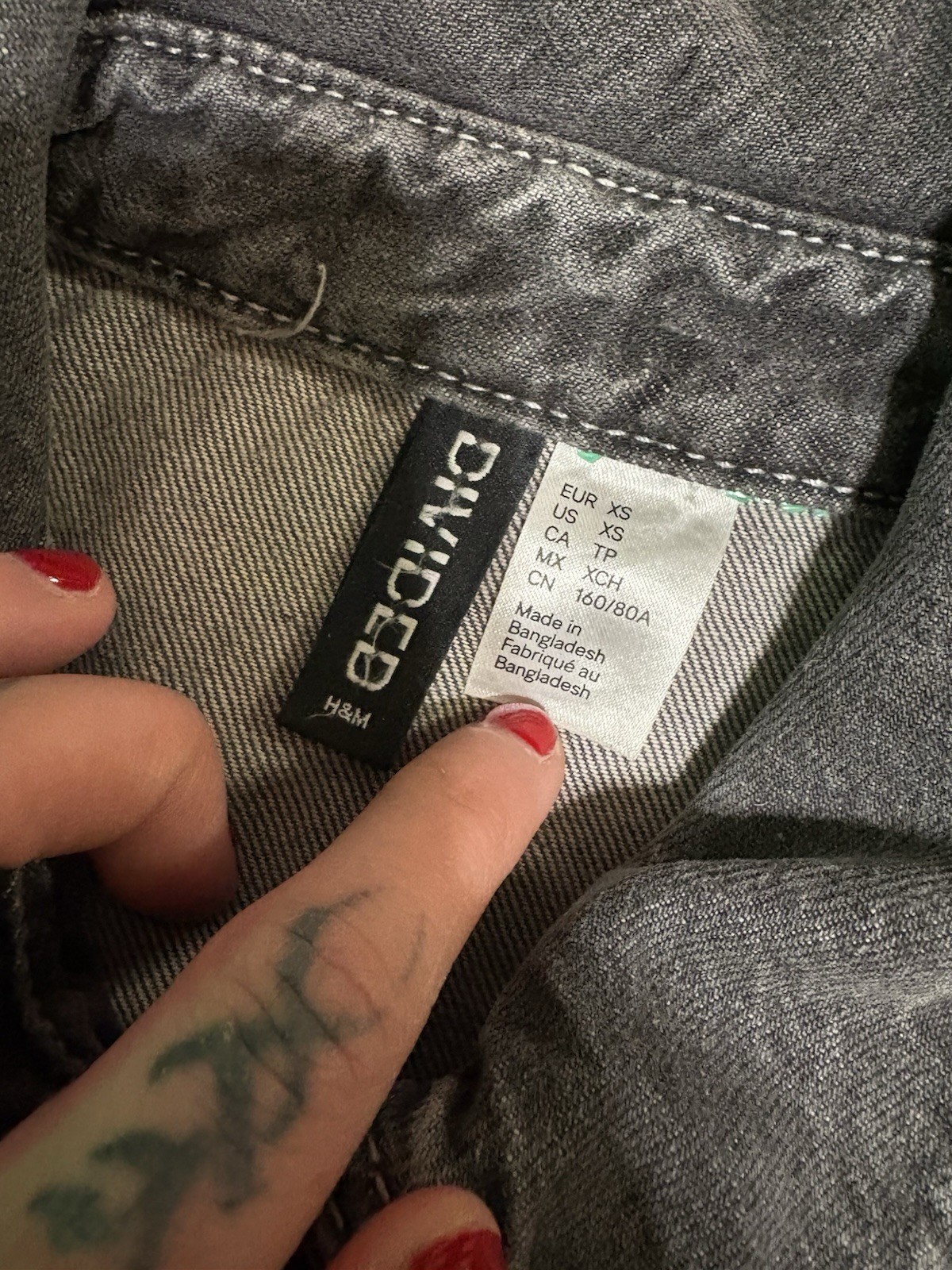 H&M grey denim button up jacket basic wear jacket - image 3