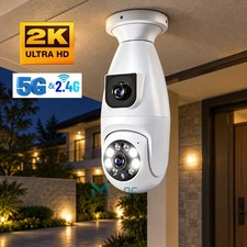 5G HD 2K Wifi Security Camera Dual Lens 360 E27 Light Bulb Camera Home SmartCam