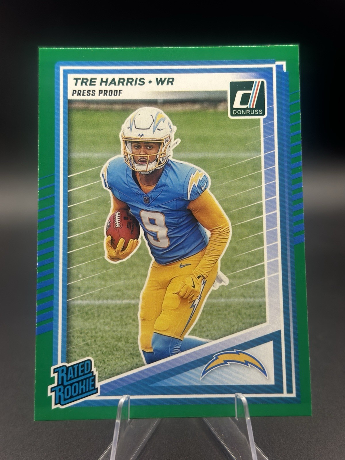 Tre Harris 2025 Panini Donruss #329 Green Press Proof Rated Rookie RC