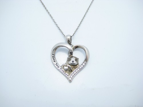 Sterling Silver I Love Your Forever Heart Pendant Chain Link Necklace 18"