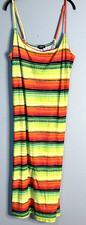 Rouge collection Womens Size 2x Colorful Striped Spaghetti Strap Midi Dress Fun