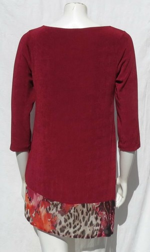 TRAVELERS by CHICO’S Fuchsia Printed Asymmetric Hem Tunic Top 0 USA S 4 6 MINT - Picture 2 of 5