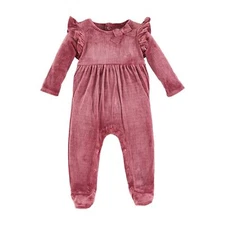Mud Pie H4 Baby Girl Berry Velour Sleeper One Piece 12150111 - Choose Size