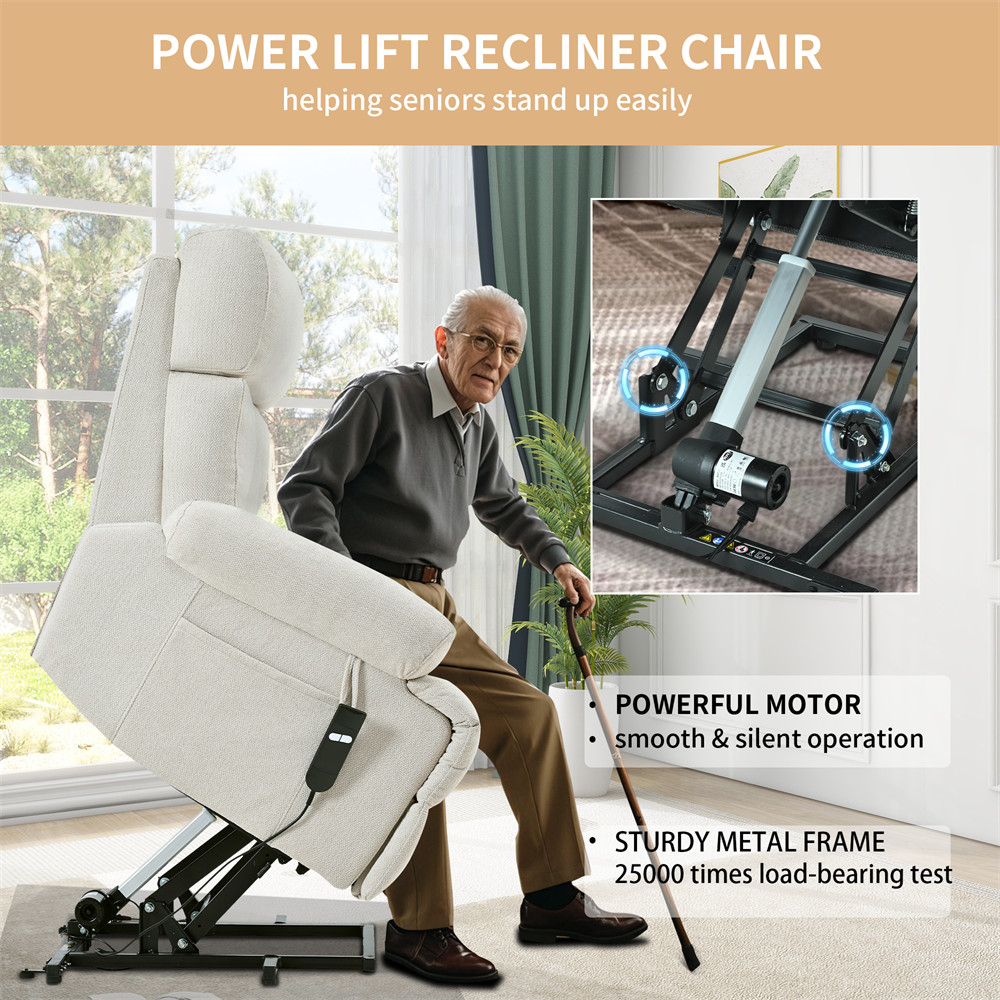Elderly Power Lift Recliner Chair Reclining Sofa Big Man Wide Footrest Pocket